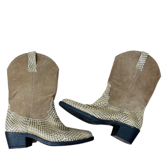 Texas cowgirl faux snakeskin embossed western leather boots NWOB - Picture 1 of 7